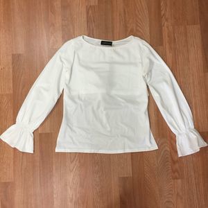 Mustard Seed White Long Sleeve Open Back Top S